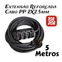 Extensão Elétrica Cabo PP 2x2,5mm Reforçada 5 metros 10A/20A para Casa Profissional Resid Indl Extensão Elétrica Cabo PP 2x2,5mm Reforçada 5 metros 10A/20A para Casa Profissional Resid Indl