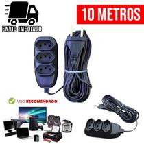 Extensão Elétrica com 3 Tomadas Bivolt 110v 220v Tripolar Alexa Compacta 10 metros