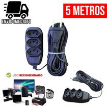 Extensão Elétrica com 3 Tomadas Bivolt 110v 220v Tripolar Alexa Compacta 5 metros Extensão Elétrica com 3 Tomadas Bivolt 110v 220v Tripolar Alexa Compacta 5 metros
