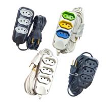 Extensão Elétrica de Energia 3 Metros Cabo Paralelo Simples de 3 Tomadas 10A 2P+T Cor Aleatória Extensão Elétrica de Energia 3 Metros Cabo Paralelo Simples de 3 Tomadas 10A 2P+T Cor Aleatória