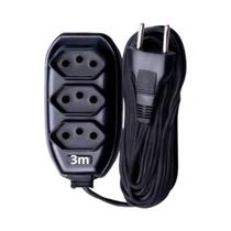 Extensão Elétrica de tomada Tripolar Preto 10A Bivolt 3M