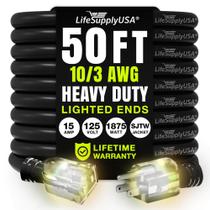 Extensão Elétrica LifeSupplyUSA 15 m 10/3, à Prova dÁgua, 125 V