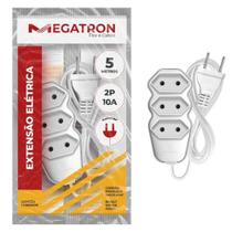 Extensão Elétrica Megatron 2x0,75mm 2p 10a Branca 5m