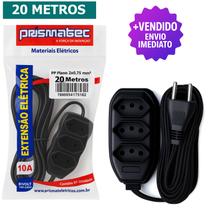 Extensão Elétrica Multiuso 3 Tomadas 20 Metros 10A 250V Cabo PP Plano Bivolt Reforçada