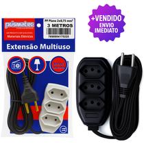 Extensão Elétrica Multiuso 3 Tomadas 3 Metros 10A 250V Cabo PP Plano Bivolt Reforçada