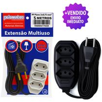 Extensão Elétrica Multiuso 3 Tomadas 5 Metros Padrão Novo 10A Cabo Reforçado PP 2x0,75mm²