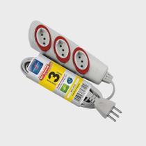 Extensao Eletrica No Schock 3 Metros Com 3 Tomadas 2P+T 250V 10A Gelo-Daneva