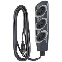 Extensao Eletrica No Schock 3 Metros Com 3 Tomadas 2P+T 250V 10A Grafite-Daneva