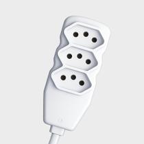 Extensão Elétrica para Tv Ventilador Cafeteira 90 Graus 3 Tomadas 10 Amperes Bivolt 1 Metro Branco Extensão Elétrica para Tv Ventilador Cafeteira 90 Graus 3 Tomadas 10 Amperes Bivolt 1 Metro Branco