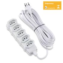 Extensão Elétrica Reforçada 10 Metros Tripolar Compact Branca 5p 10a/250