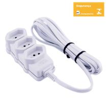 Extensão Elétrica Reforçada 3 Metros Tripolar Compact Branca 3p 10a/250