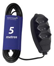 Extensão elétrica régua 3 tomadas naticon 3x0,75mm cabo pp 5 metros 3 pinos 2p+t tripolar 10a bivolt 110v 127v 220v preto Extensão elétrica régua 3 tomadas naticon 3x0,75mm cabo pp 5 metros 3 pinos 2p+t tripolar 10a bivolt 110v 127v 220v preto