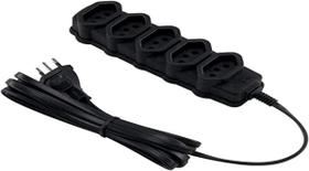 Extensão Elétrica Slim Force Line com 5 Tomadas Bivolt e Cabo de 10m