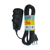 Extensao Eletrica Sort 5 Metros 3 Tomadas Preto 2p+T 10A 250V-Daneva