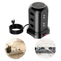 Extensão Elétrica Torre Coibeu 9 Tomadas 4 Entradas USB Type-C Preta Extensão Elétrica Torre Coibeu 9 Tomadas 4 Entradas USB Type-C Preta