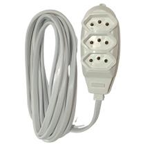 Extensao Eletrica Tripolar 2M 3 Tomadas Branca