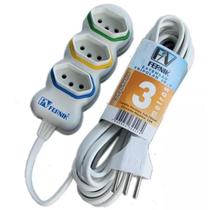 Extensao eletrica tripolar 2p+t 10a fernik 3 tomadas 3x0.75mmx3 metros branca, tomadas múltiplas, color, cordão paralelo Extensao eletrica tripolar 2p+t 10a fernik 3 tomadas 3x0.75mmx3 metros branca, tomadas múltiplas, color, cordão paralelo