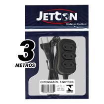 Extensão Elétrica Tripolar 3 Metros - 2 Pinos - Preto