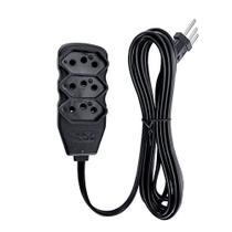 Extensao Eletrica Tripolar 3M 3 Entradas Preta