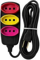 Extensão Elétrica Tripolar 5 Metros 3 Tomadas 3 Pinos Bivolt 127V 220V 10A