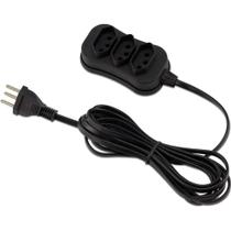 Extensão Elétrica Tripolar 5M com 3 Entradas Preta Bivolt 10A Extensão Elétrica Tripolar 5M com 3 Entradas Preta Bivolt 10A