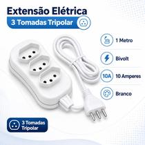 Extensão Elétrica Tripolar Bivolt Slim 1 Metro Branco Casa e Escritório Force Line Extensão Elétrica Tripolar Bivolt Slim 1 Metro Branco Casa e Escritório Force Line