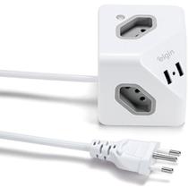 Extensão Elétrica Tripolar Cubo 2P+T 10A com 1,5M e 2 USB