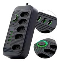 Extensão Filtro De Linha 5 Tomadas 4 Usb 1 Usbc Bivolt cabo 2 metros