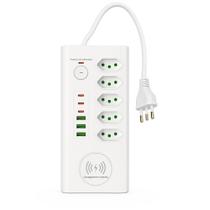 Extensão Filtro de Linha 5 Tomadas com Carregador por Indução 3 USB e USBC Proteção Elétrica Extensão Filtro de Linha 5 Tomadas com Carregador por Indução 3 USB e USBC Proteção Elétrica
