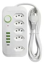 Extensão Filtro De Linha 5 Tomadas Segurança Tipo C 4 Usb Extensão Filtro De Linha 5 Tomadas Segurança Tipo C 4 Usb