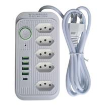 Extensão Filtro De Linha Bivolt 5 Tomadas e 4 USB E 1 Tipo C Voltagem110220 Extensão Filtro De Linha Bivolt 5 Tomadas e 4 USB E 1 Tipo C Voltagem110220