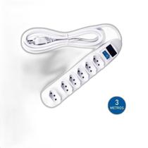 Extensão Filtro Linha 6 Tomadas 2P + 127V/220V Cabo 3 Metros Extensão Filtro Linha 6 Tomadas 2P + 127V/220V Cabo 3 Metros
