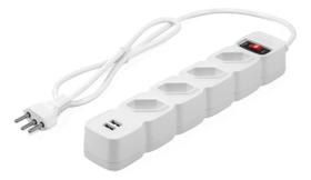 Extensão Filtro Linha Protetor Tomadas Eletrônico 4 Saídas 2 USB Branco Intelbras EPE204 Extensão Filtro Linha Protetor Tomadas Eletrônico 4 Saídas 2 USB Branco Intelbras EPE204