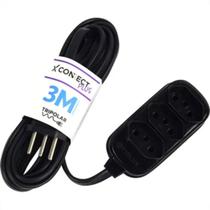 Extensao fiolux 2p+t 3 mmts preto
