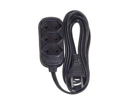 Extensao Fiolux Bipolar 02M 2X0,75Mm Preta 3 Tomadas