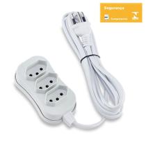 Extensão Forceline 3 Tomadas Slim Tripolar 3m Branca Bivolt