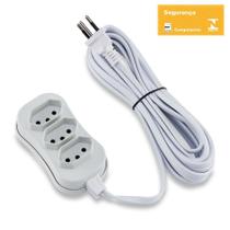 Extensão Forceline 3 Tomadas Slim Tripolar 5m Branca Bivolt