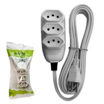 Extensao Ilumi Pp 2 Polos + Terra 10A. - 0,75Mm Cinza - 3M - 1799