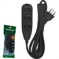 Extensao Intelbras 3 Tomadas 2Polos + Terra 10A. Preta 3M. - 4830148 Extensao Intelbras 3 Tomadas 2Polos + Terra 10A. Preta 3M. - 4830148