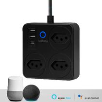 Extensão Inteligente, 3 Tomadas, 2 Entradas USB, 1 Entrada USB-C, Controle Por Voz, Compatível Alexa, Bivolt, Preto