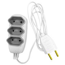 Extensao Luster Paralela 2 Polos 0,75Mm Branca/Cinza - 1,5M