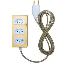 Extensão Madeira Régua Elétrica 3 Tomadas Branca Extensão Madeira Régua Elétrica 3 Tomadas Branca