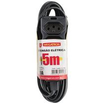 Extensão Megatron -- Cabo PP -- Plano -- 3x0,75 -- 5 Metros -- Preta
