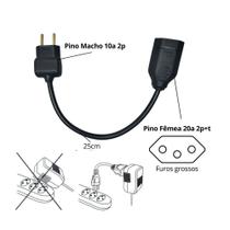 Extensão Mini 25cm cabo pp 2x2.5mm reforçada emborrachado 10/20A