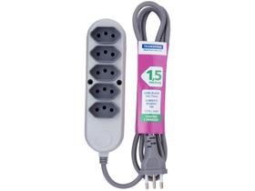 Extensão Múltipla 5 Tomadas 2P+T 10 A 250 V Tramontina 1,5 m