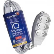 Extensao Naticon Paralela 3Tom 2P 075X10M Branca 581 Extensao Naticon Paralela 3Tom 2P 075X10M Branca 581