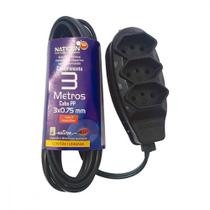Extensao Naticon Pp 0,75 03Mt 2P+T10A Preto Extensao Naticon Pp 0,75 03Mt 2P+T10A Preto