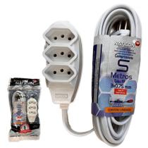 Extensao Naticon Pp 2 Polos + Terra 0,75Mm Branca - 5M