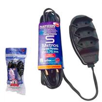 Extensao Naticon Pp 2 Polos + Terra 0,75Mm Preta - 5M Extensao Naticon Pp 2 Polos + Terra 0,75Mm Preta - 5M