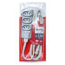 Extensao Noshock 90 PP 3X0,75 2P+T 10A Cinza 1,3 Metros DN1905